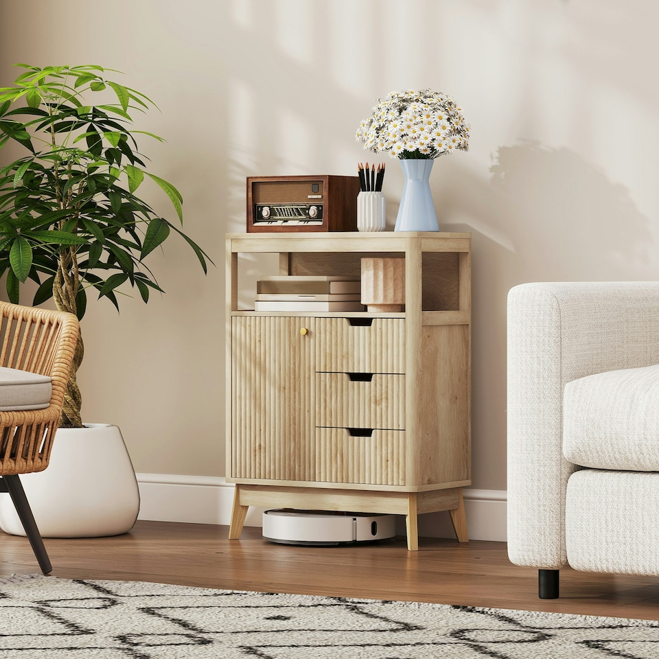 image 1 of HOMCOM Modern Sideboard Storage Cabinet for Living Room Dining Room Bedroom Yellow