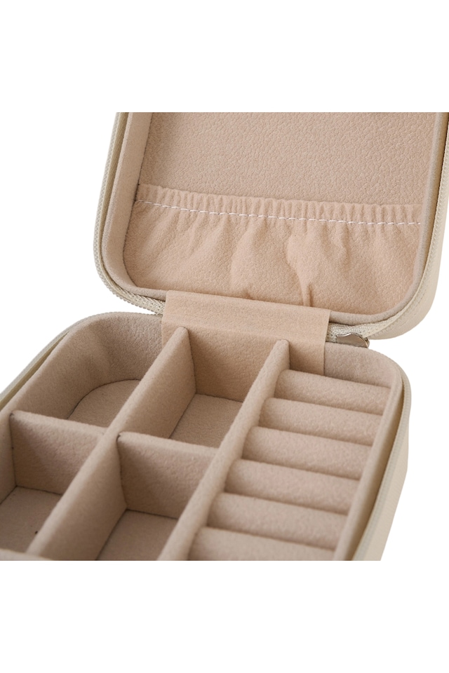 image 1 of Living and Home Portable Jewelry Organizer Box with Multiple Compartments-White | White