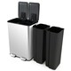 image 1 of COSTWAY 60L Dual Trash Can Bin with 2 Compartments Sliver Silver