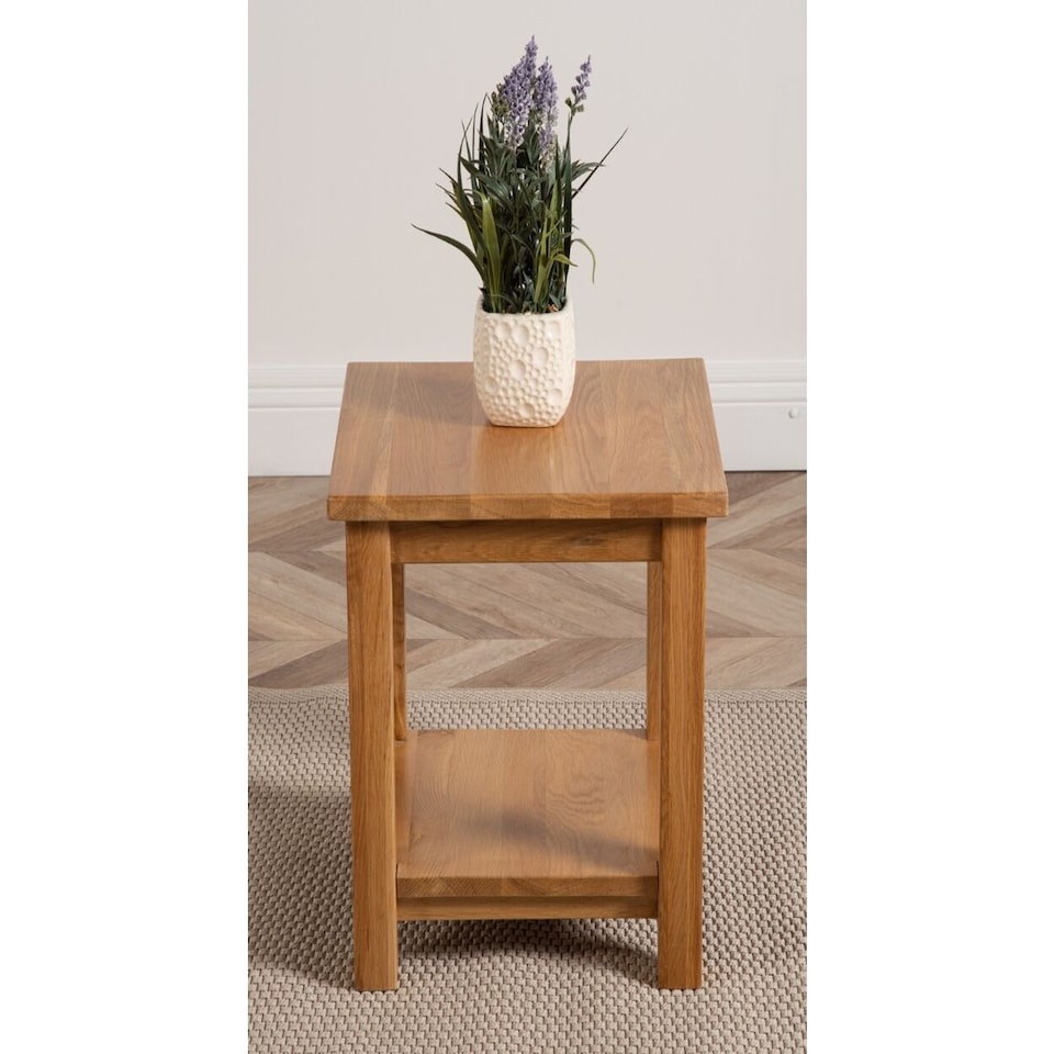 image 1 of Oslo Solid Oak Lamp Table for Living Room | Brown | Light Oak