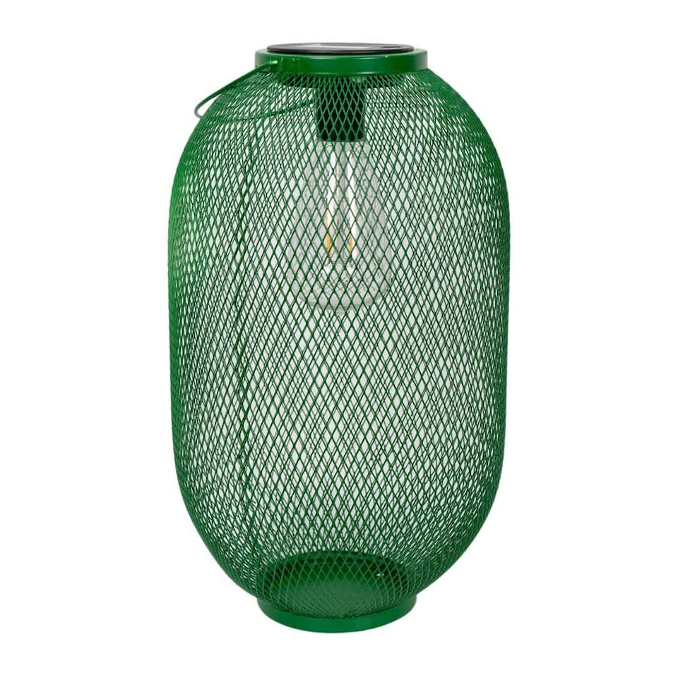 image 1 of ValueLights Solar Powered Outdoor Dark Green Metal Mesh Basket Garden Lantern Light