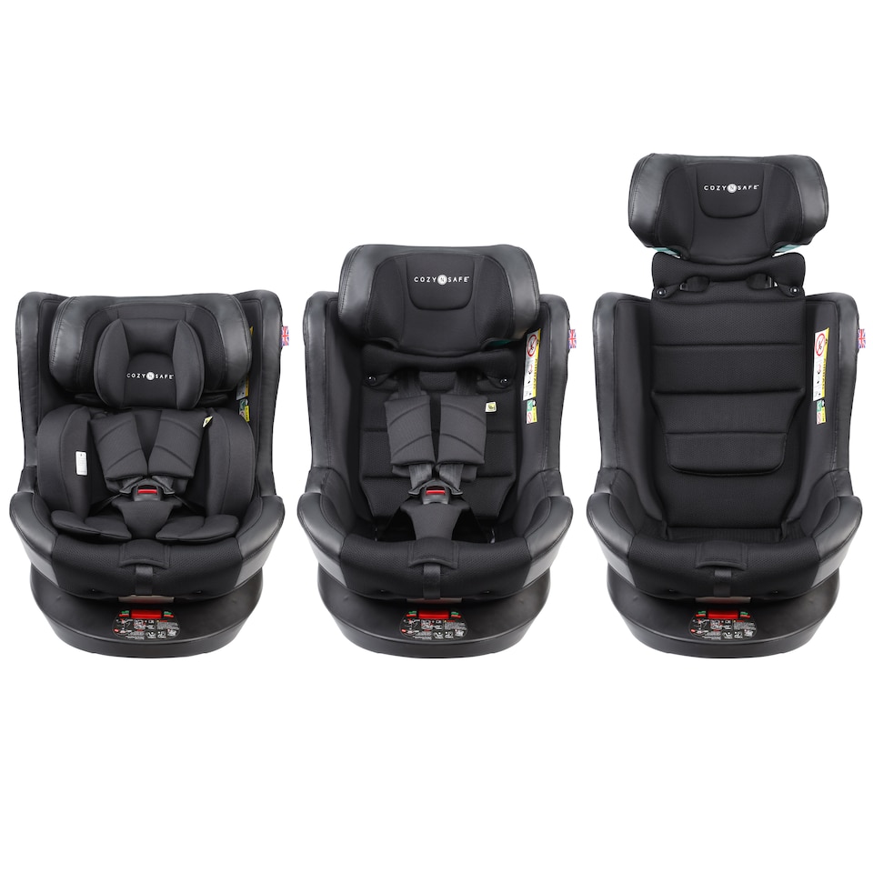 image 1 of Cozy N Safe Comet+ i-Size 360 Rotating Car Seat 40-150cm, ISOFix & Top Tether, Extended Rear & Forward Facing, Side Impact Protection, Adjustable Headrest, Birth to 12 Years (Jet)