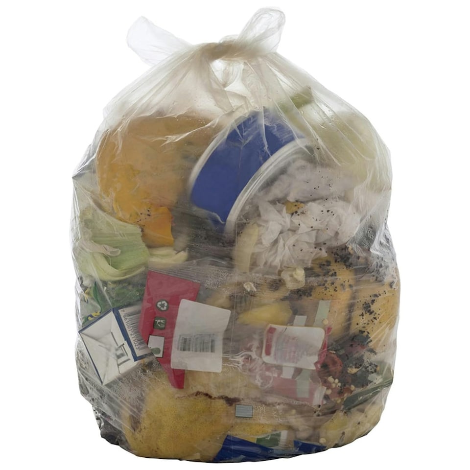 image 1 of 200 Clear Transparent Plastic Bin Bags 90L (18x29x39") Refuse Sacks For Home & Kitchen Clear