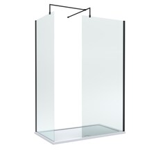 Balterley Glass Walk In Wetroom Screens with Profile and Shower Tray | Black | Matt Black