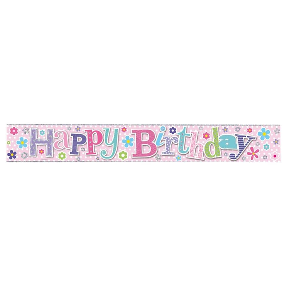 Simon Elvin Happy Birthday Foil Banner - Pink - Six Banners