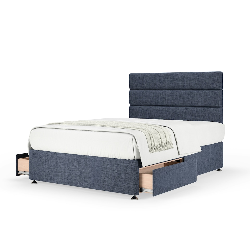 image 1 of Signature Platinum 2000 Pocket Sprung Midnight Linen 2 Drawer Divan Set And Milan Headboard Single