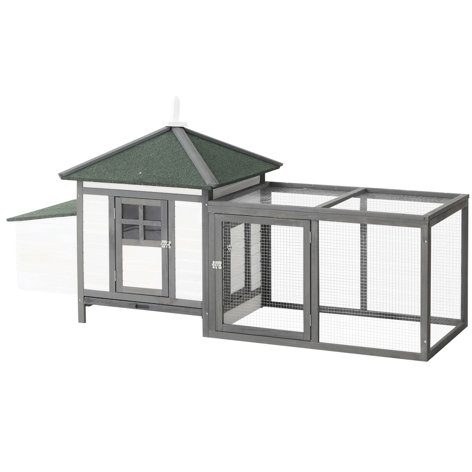 image 1 of PawHut Chicken Coop Hen Poultry House w/ Nesting Box Outdoor Run Patio Wooden