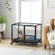 image 2 of PawHut 36" Heavy Duty Dog Crate on Wheels w/ Bowl Holder, Removable Tray