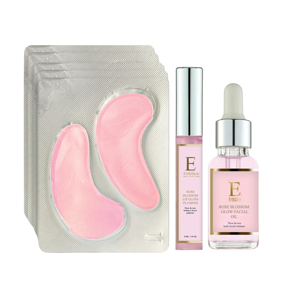 image 1 of ROSE BLOSSOM GLOW FACIAL OIL 30ML + ROSE BLOSSOM GLOW HYDRO-GEL EYE PADS 5 X 2 + Eclat - Rose Blossom Lip Gloss Plumper 8ml