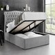 image 1 of 4ft6 Double Ottoman gas liftup storage bed frame,fabric upholstered, light grey,buttoned back,curved bed frame,bedstead