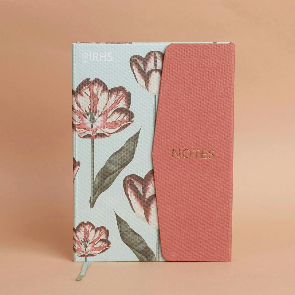 image 1 of RHS Magnetic Cover Notebook, Tulips, Multicoloured, 20.8 x 15 x 1.8cm