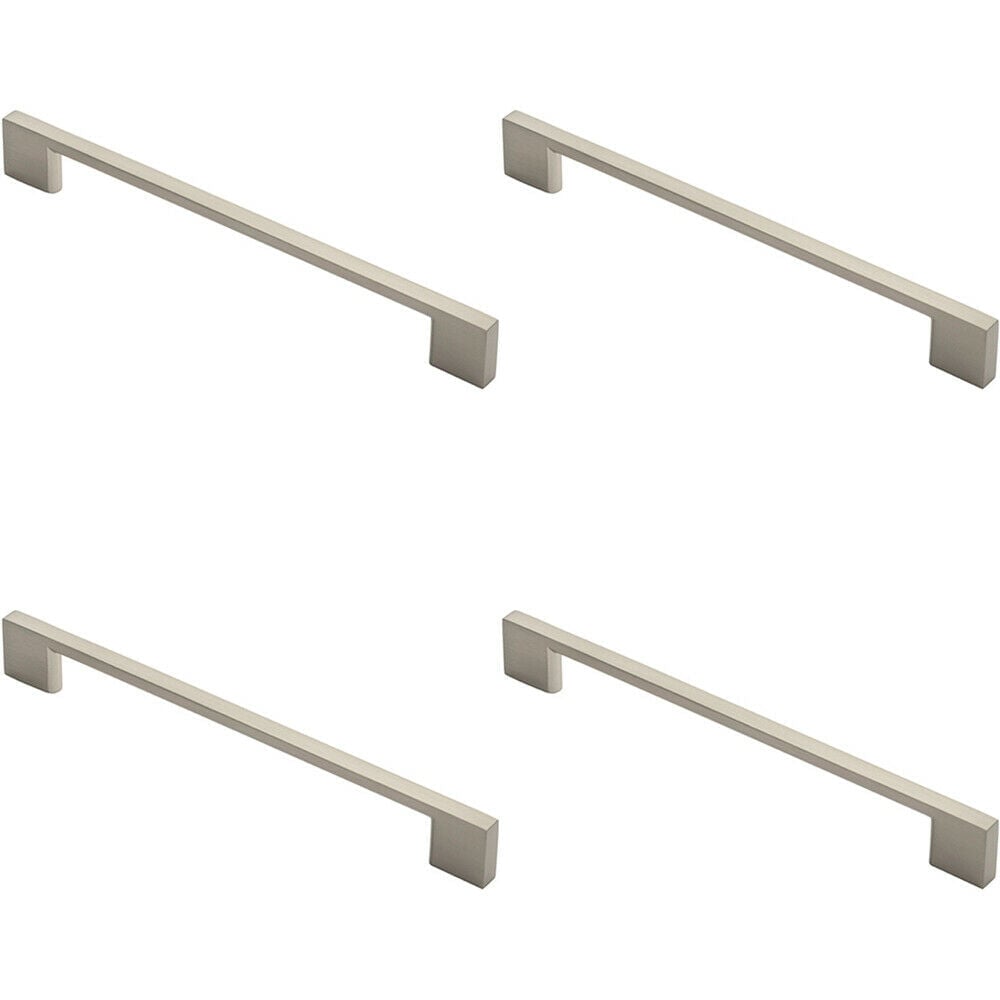 Loops 4x Slim D Shape Pull Handle 220 x 8.5mm 192mm Fixing Centres Satin Nickel in Metallics