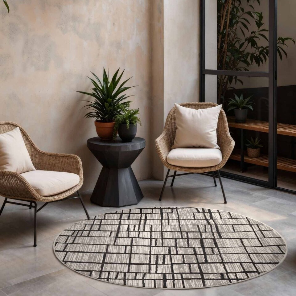 image 1 of Ted Baker Indoor Outdoor Crouch Round Abstract Rug