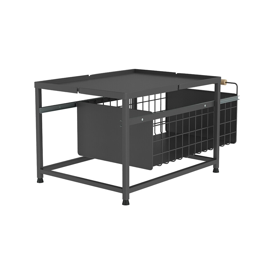 image 1 of Living and Homr Kitchen Pull-Out Storage Organiser for Cabinet, Black, Single Layer-M | Black