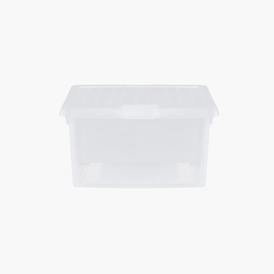 image 1 of Wham Clip 5x 9L Square Plastic Storage Boxes with Clip Lock Lids. Ideal for Home, Office, Toys & More - Clear/Clear | Clear | 5