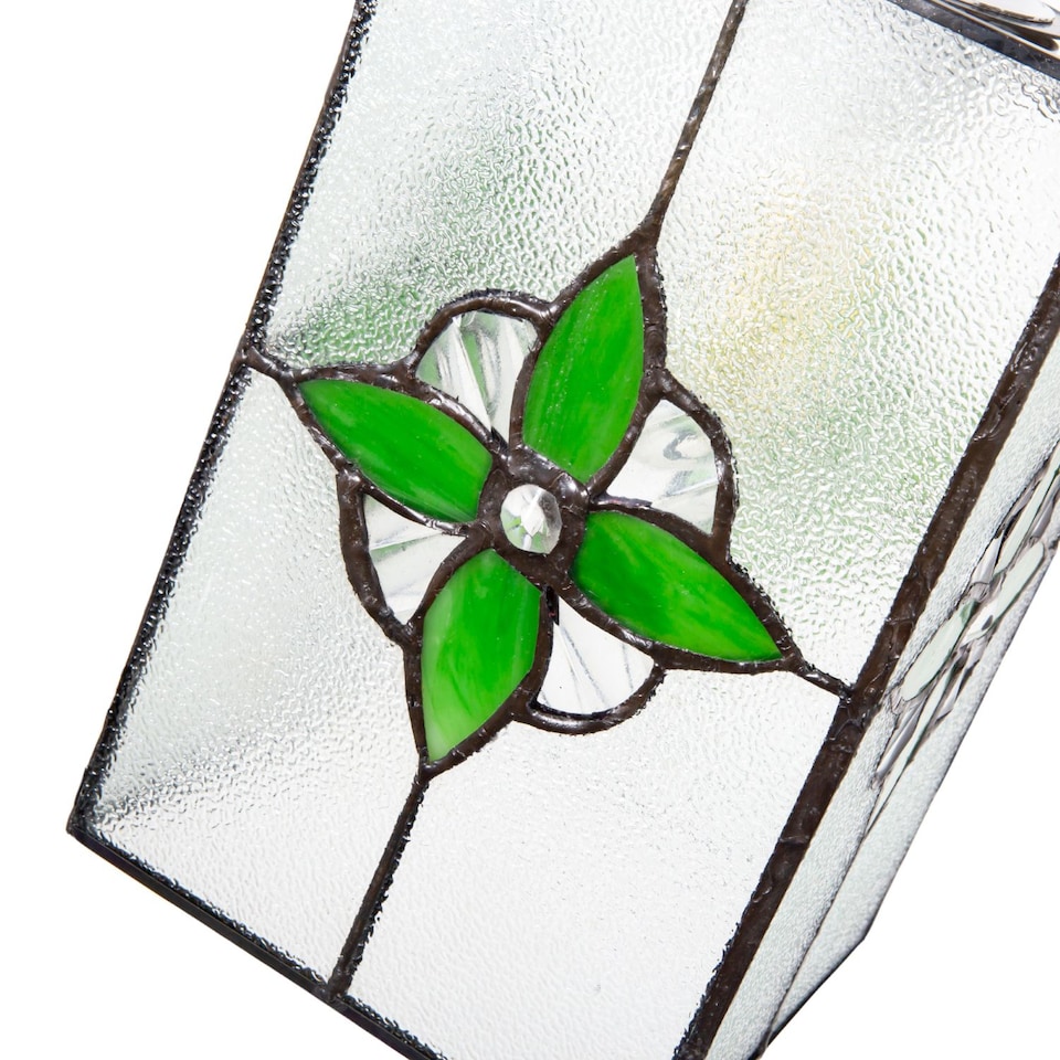 image 1 of Traditional Clear Glass Tiffany Style Pendant Light Shade with Green Panels | Green | Green | 1
