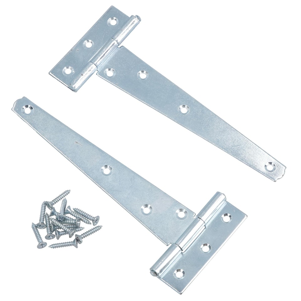 image 1 of 6in / 152mm Heavy Duty T Tee Hinges For Shed + Garden Gates Zinc Plated 2pc