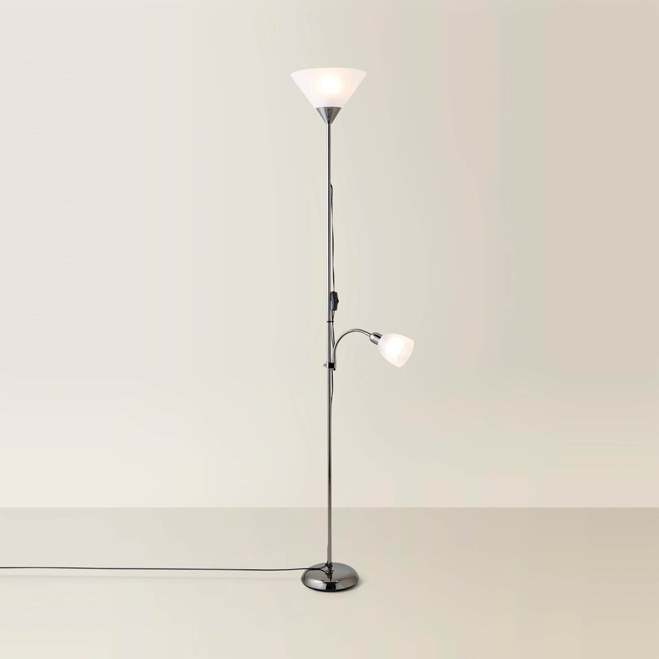image 1 of ValueLights Mozz Black Chrome Mother and Child Floor Lamp | Black