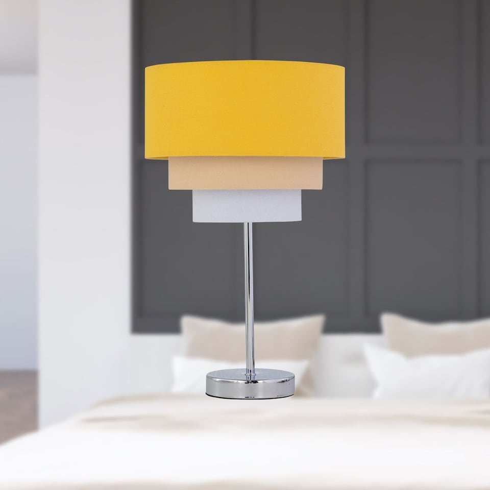 image 1 of Set of 2 Gabi - Ochre Ombre Linen 22cm Table Lamp Shades | Yellow | Medium | 2