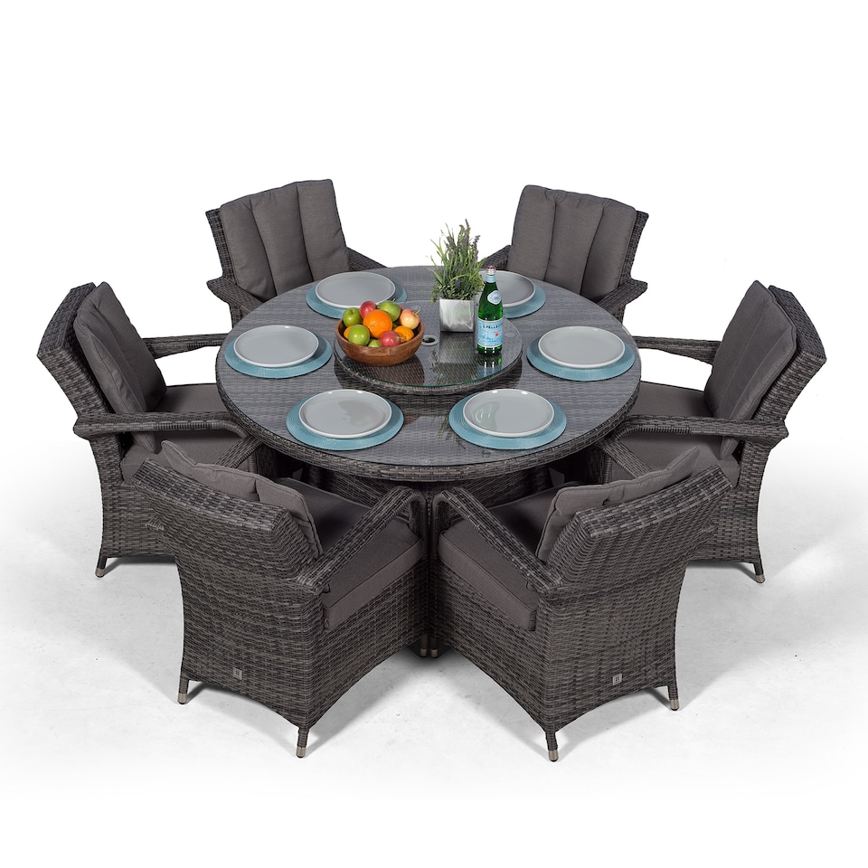 image 1 of Arizona Round 6 Seater Rattan Patio Dining Set | Grey | Grey