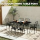 image 3 of Outsunny Garden Table for 6 Person with Slat Top, Steel Frame, Black Black | 150L x 80W x 74Hcm