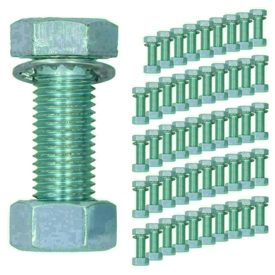 image 1 of M16 (16mm) x 45mm High Tensile Tow Bar Ball Fixing Bolts Washers + Nuts 50 Pack