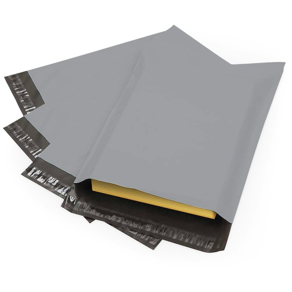 image 1 of 100 x 9x12" (228x304mm) Plain Grey Polythene Waterproof Self Sealing Postal Mailing Bags Grey | One Size