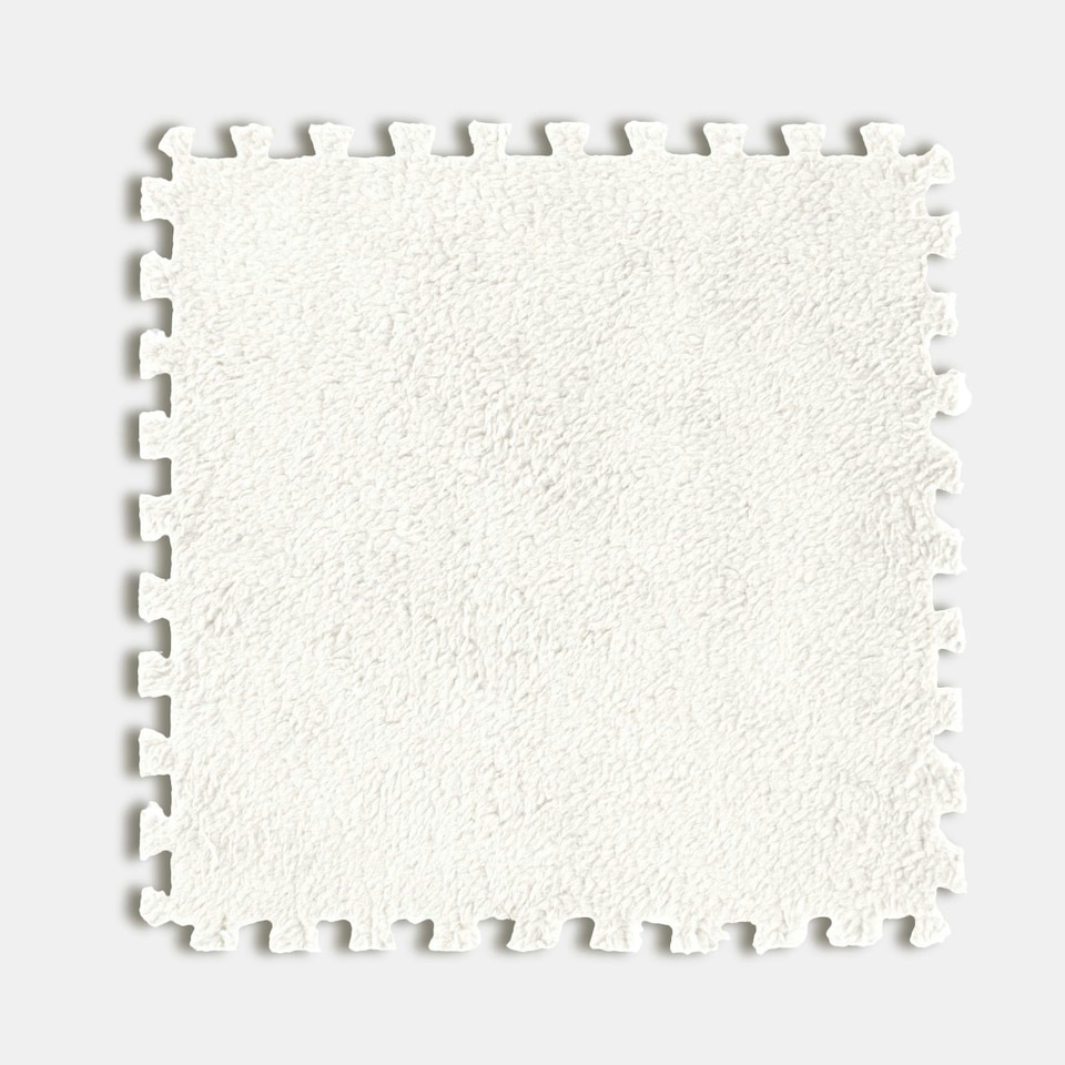 image 1 of OHS 36 Pack Teddy Fleece Interlocking Flooring Carpet Rug Tiles, 30x30cm - Cream