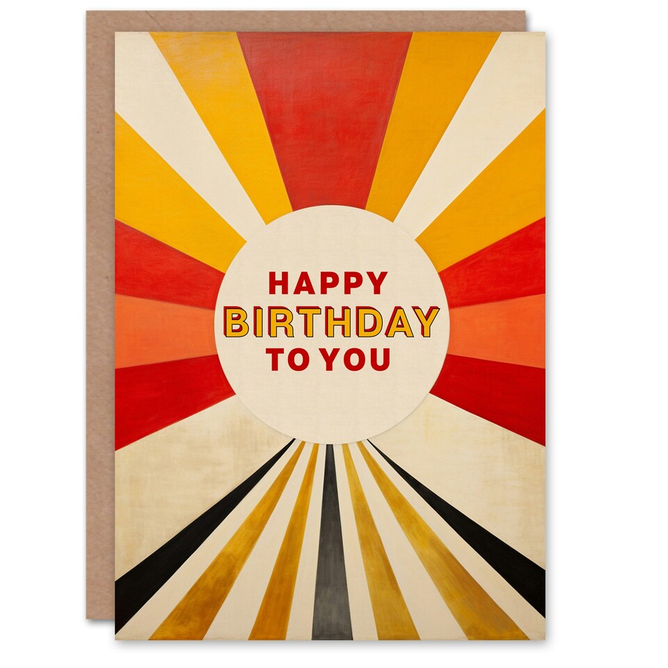 image 1 of Modern Abstract Sunburst Rays For Him Her Birthday Card