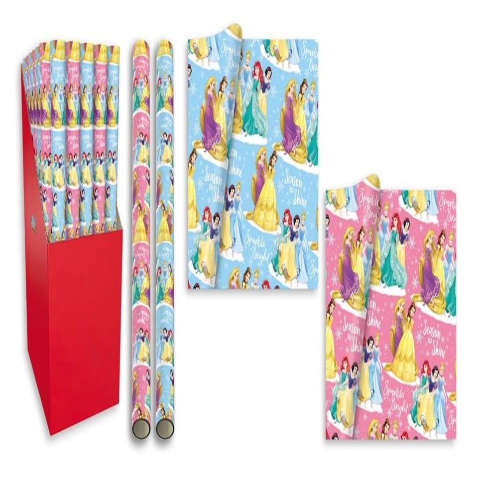 Pack of 2 3m Disney Princess Design Christmas Gift Wrapping Paper