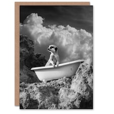 Meerkat in Bathtub Surreal Bath Time Black White Birthday Greeting Card