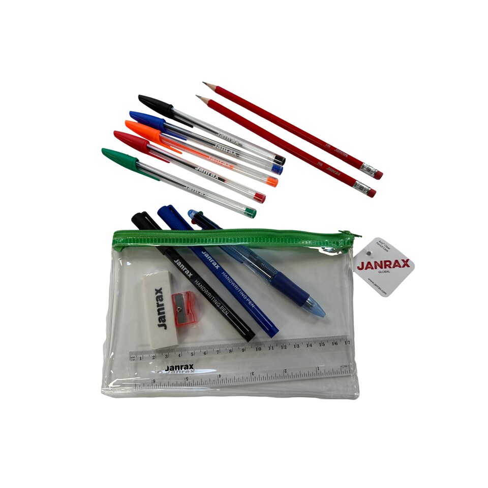 image 1 of Stationery Filled Green Zip 8x5" Pencil Case