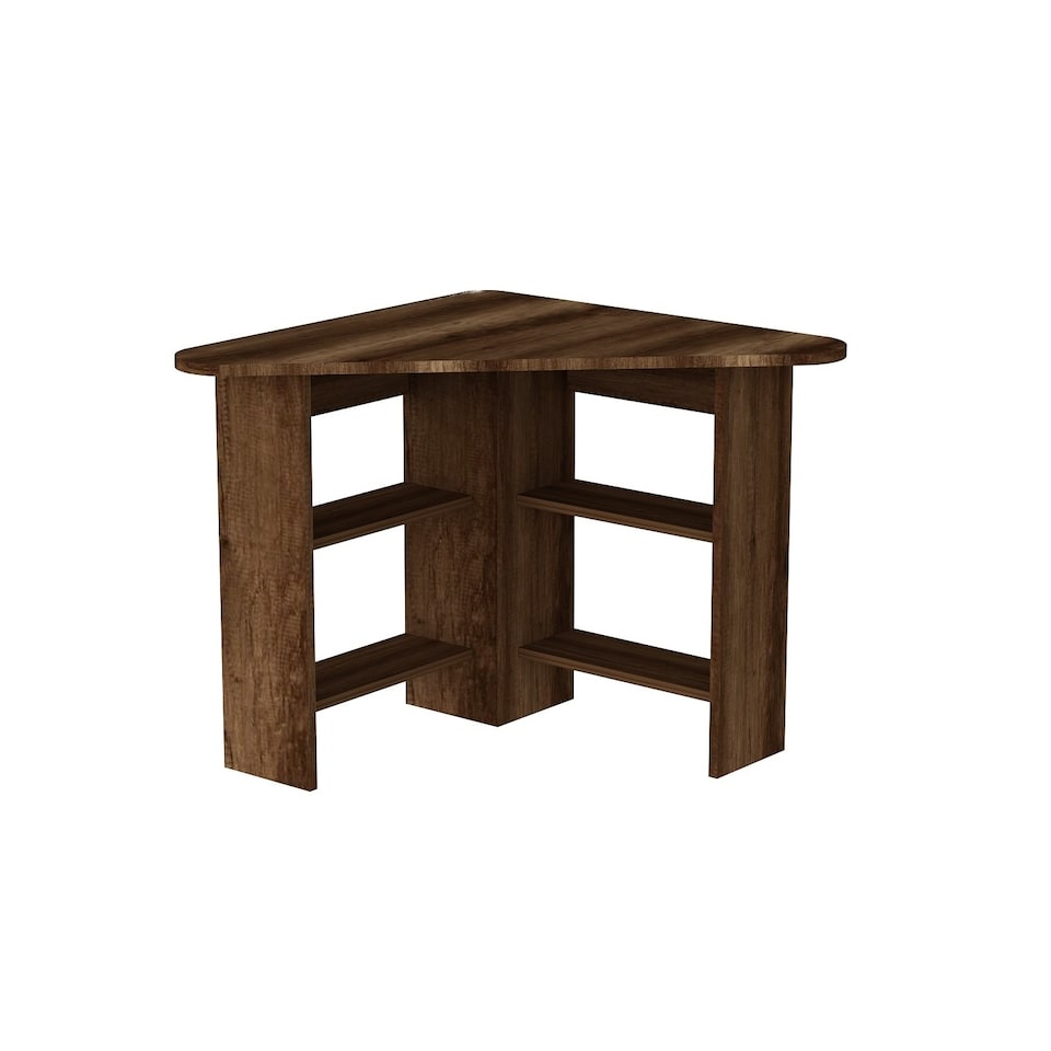 image 1 of Corner Computer Desk with Shelves | Brown | Light Walnut | 1