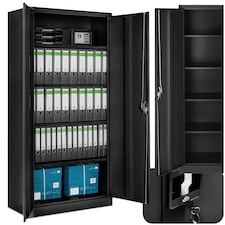 Filing Cabinet Blain - 5 height-adjustable shelves, lockable doors Black
