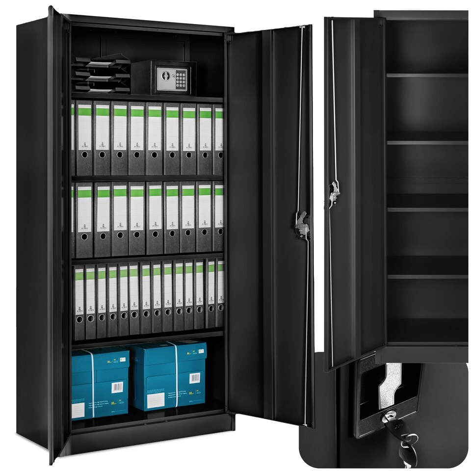 image 1 of Filing Cabinet Blain - 5 height-adjustable shelves, lockable doors Black