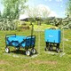 image 7 of Outsunny Folding Outdoor Storage Trolley Cart Bag Telescopic Handle Brakes Blue