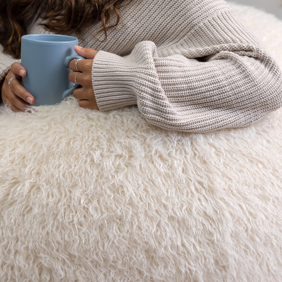 image 1 of Kingston Classic Faux Fur Bean Bag Chair Natural | Cream | Natural | 1