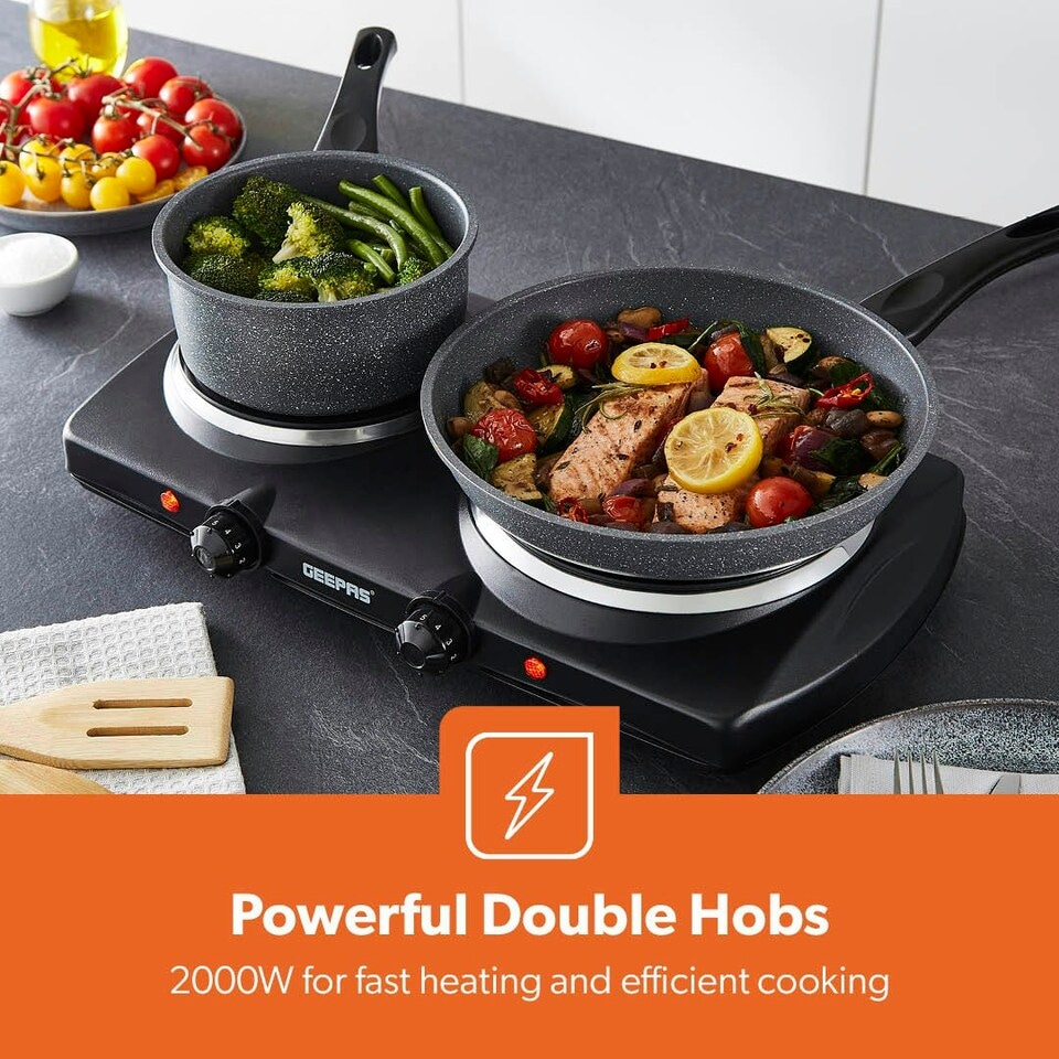 image 1 of GEEPAS Double Ceramic Hot Plate 2000W, Black