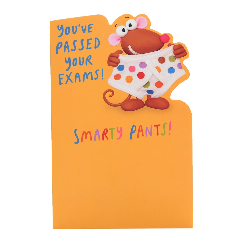 image 1 of Passed Exams/Congratulations Card for Him/Her/Friend | Funny Smarty Pants Design