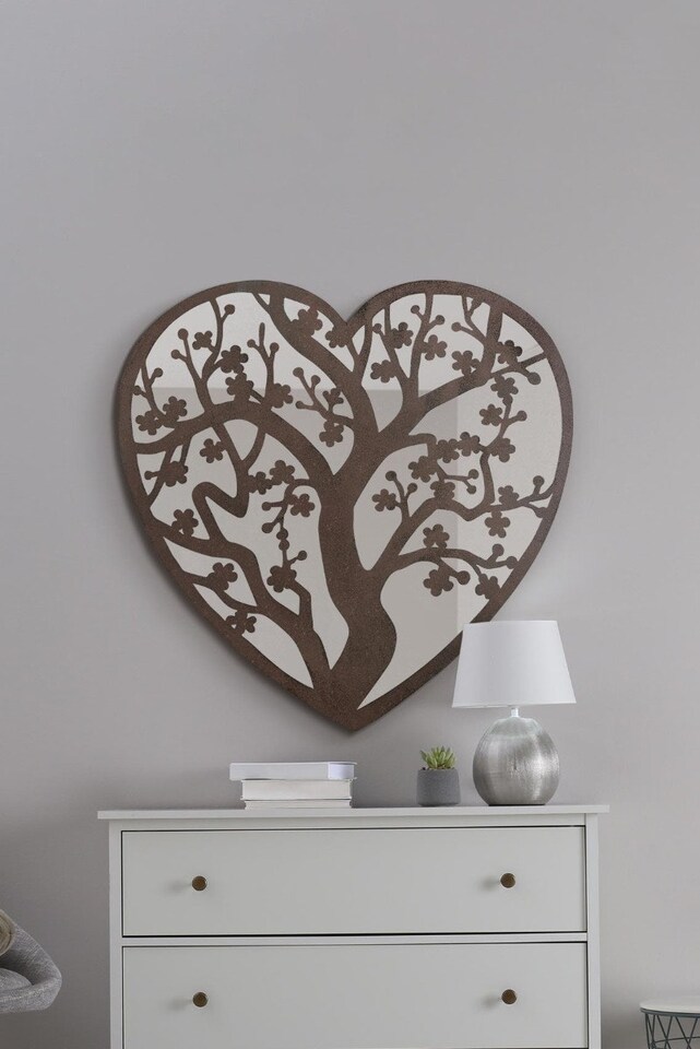 image 1 of The Kirkby - Rustic Metal Heart Shaped Decorative Wall Mirror 28" X 28" (70CM X 70CM) | Multi