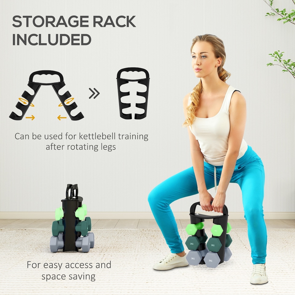 image 1 of SPORTNOW 12kg/18kg Dumbbells Set of 6