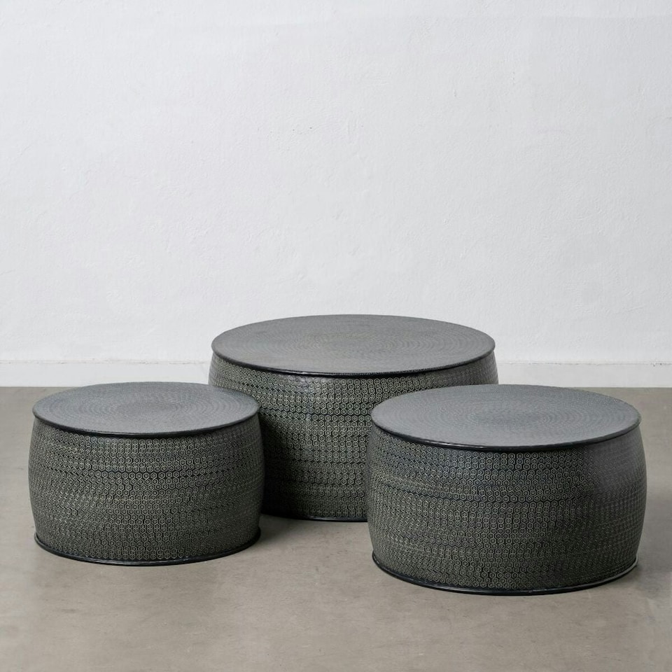 image 1 of Side table 66 x 66 x 34,5 cm Black Aluminium (3 Units) N/A