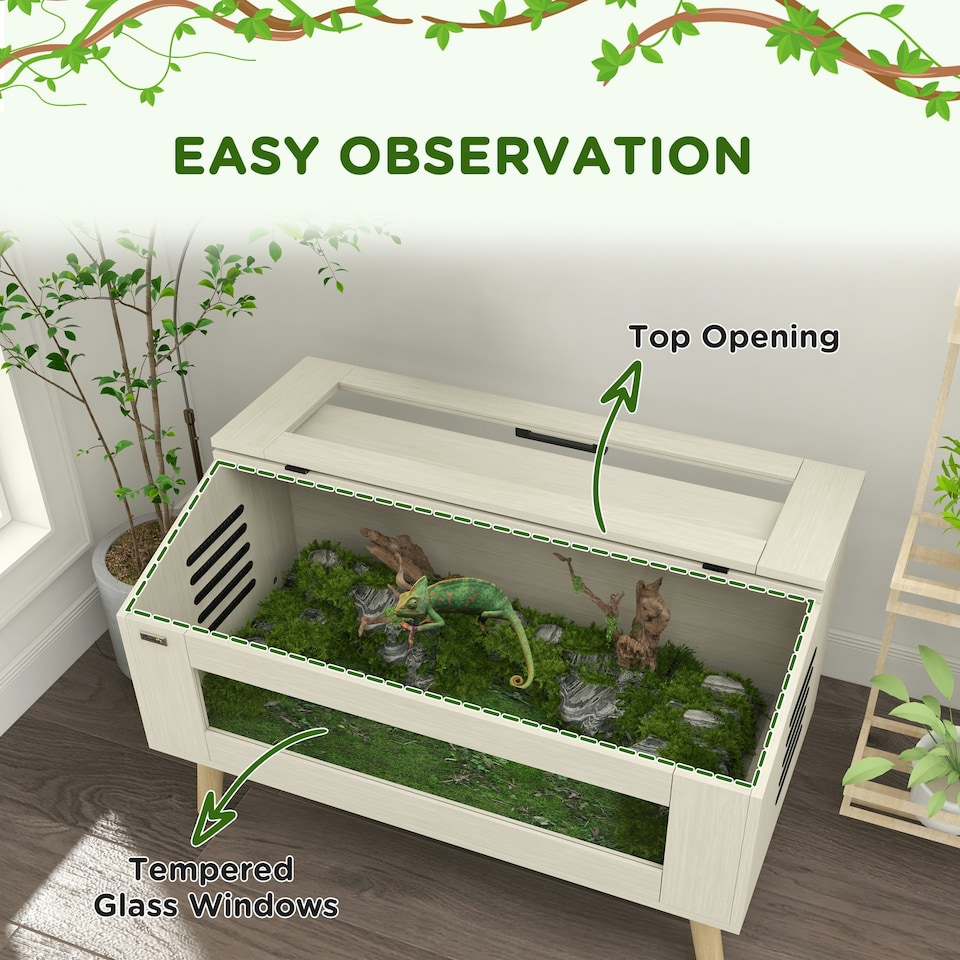 image 1 of PawHut Reptile Terrarium, 140L Snake Vivarium with Tempered Glass Windows