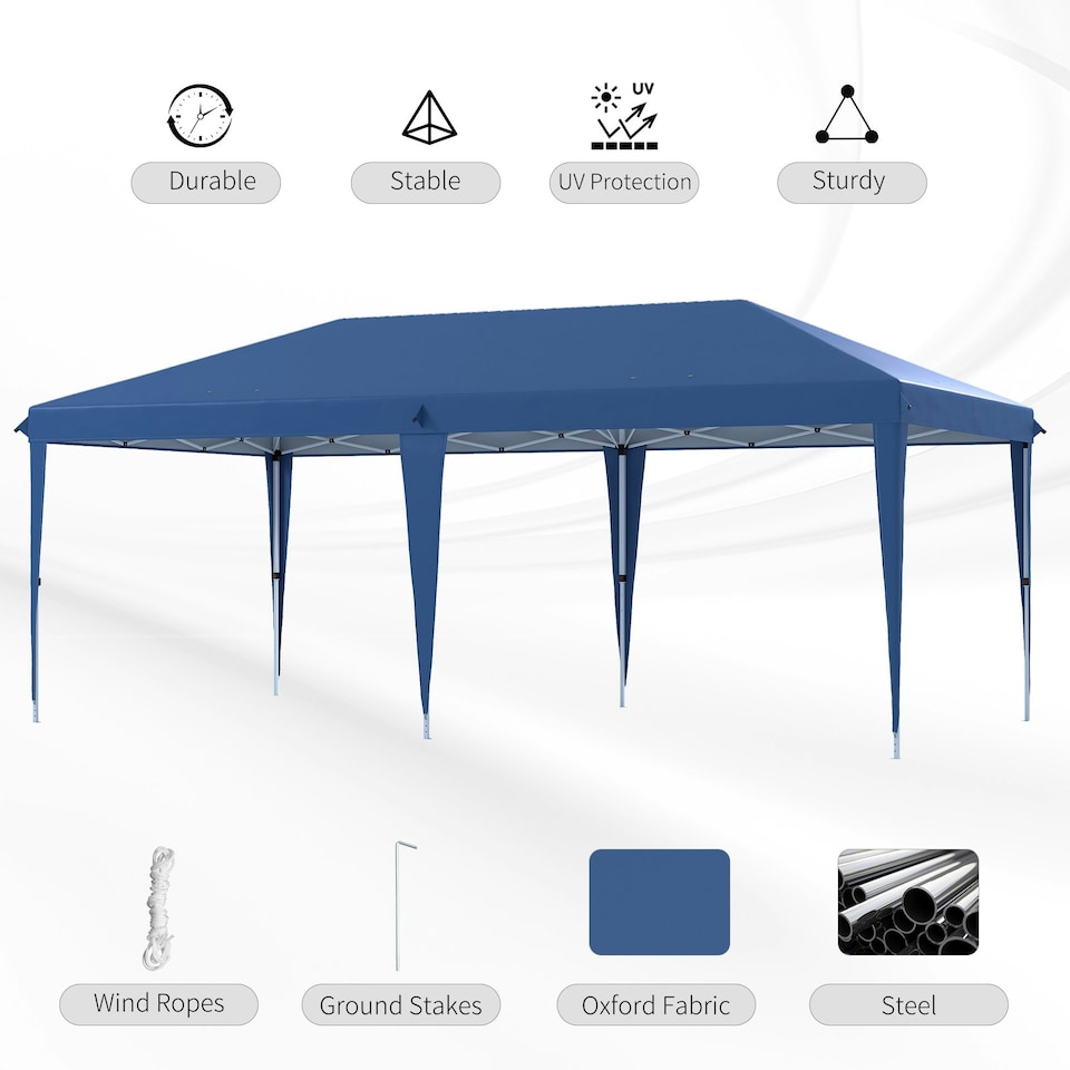 image 1 of Outsunny 6 x 3(m) Pop Up Gazebo Patio Party Event Heavy Duty Canopy Blue