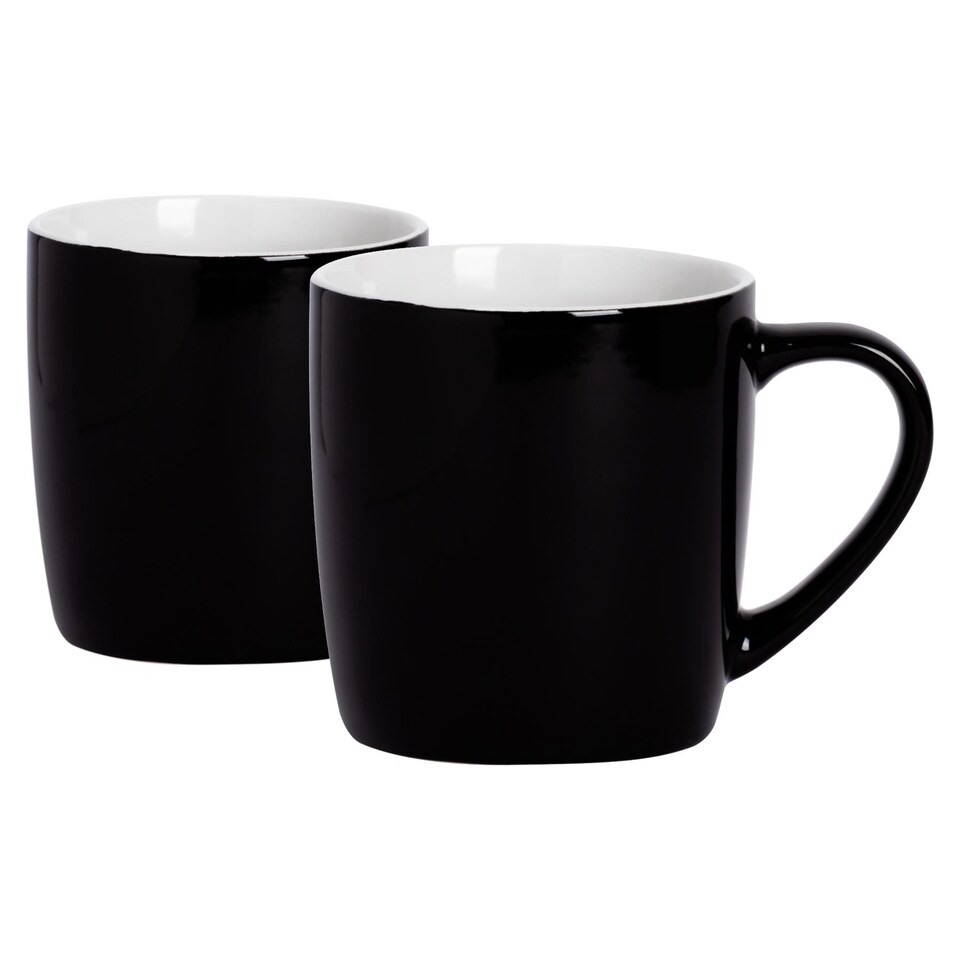 image 1 of Argon Tableware Coloured Coffee Mugs - 350ml - Black - Pack of 2 | Black | Black | 2