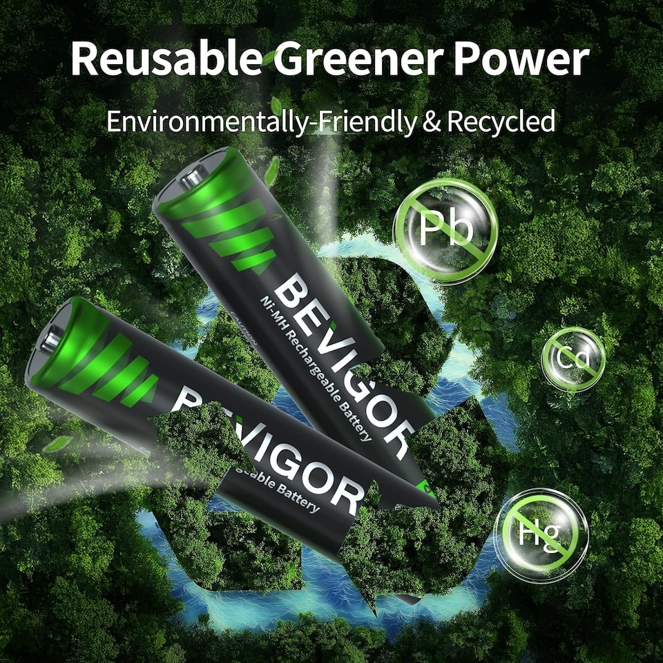 image 1 of Bevigor 24 x Rechargeable Batteries AAA, 1500 Cycles 1100mAh High Capacity 1.2V NiMH Low Self Discharge AAA NiMH Rechargeable Batteries, Precharged