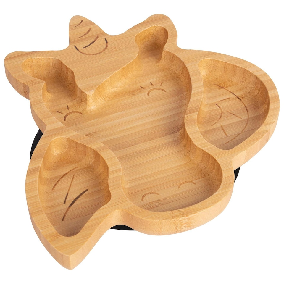 image 1 of Tiny Dining Children's Bamboo Suction Unicorn Plate - Black Black