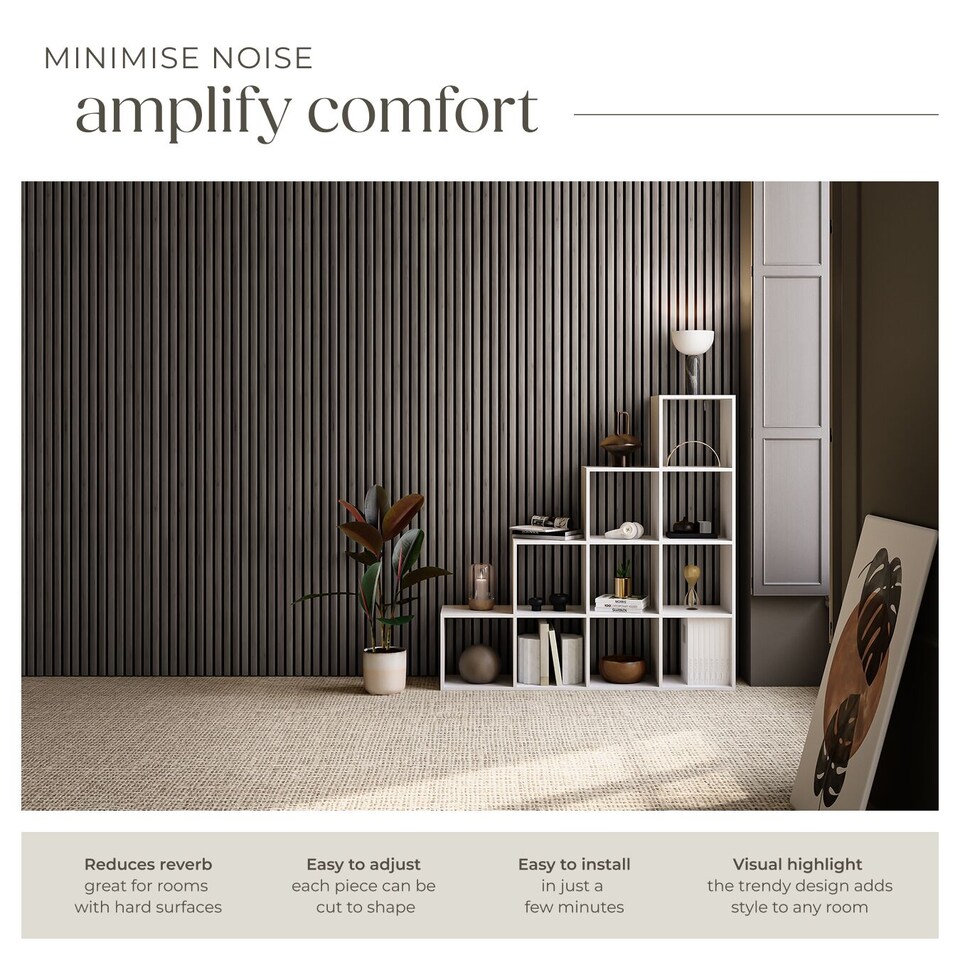 image 1 of Acoustic Wall Panels with Wood Veneer Slats, Thick Felt and Easy to Install | Grey | oak gray | 120 x 60 x 120 cm | 4