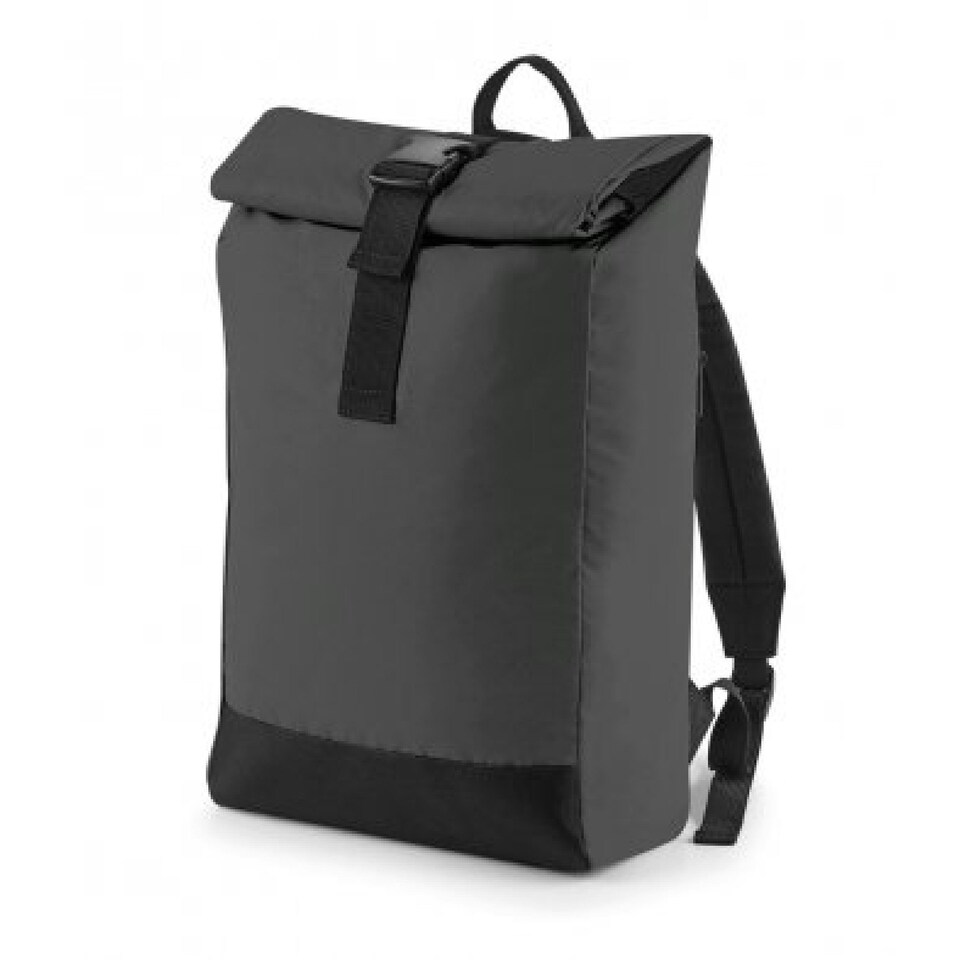 image 1 of BagBase Reflective Roll Top Backpack - Black Reflective - One Size