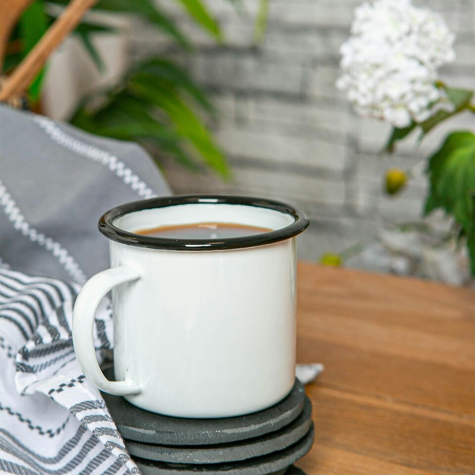 image 1 of Argon Tableware White Enamel Mugs - 375ml - Black - Pack of 6 Black